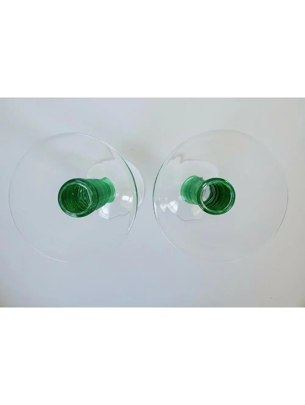 Vintage Green Spiral Glass Candlestick Holders 7